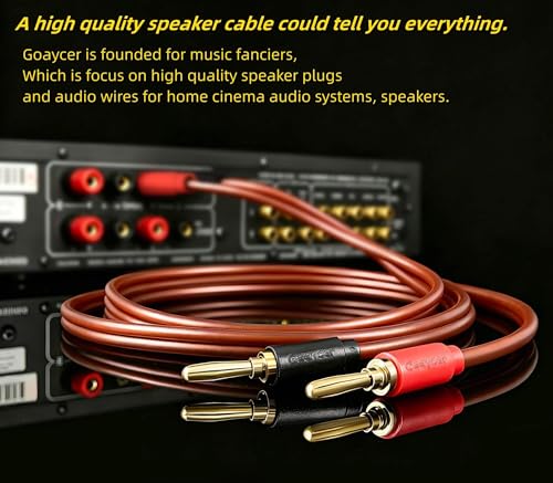 Image of Speaker Wire with Banana Plugs,14 Gauge Speaker Cables, Oxygen-Free Copper(OFC),2 Pack /6.6Feet