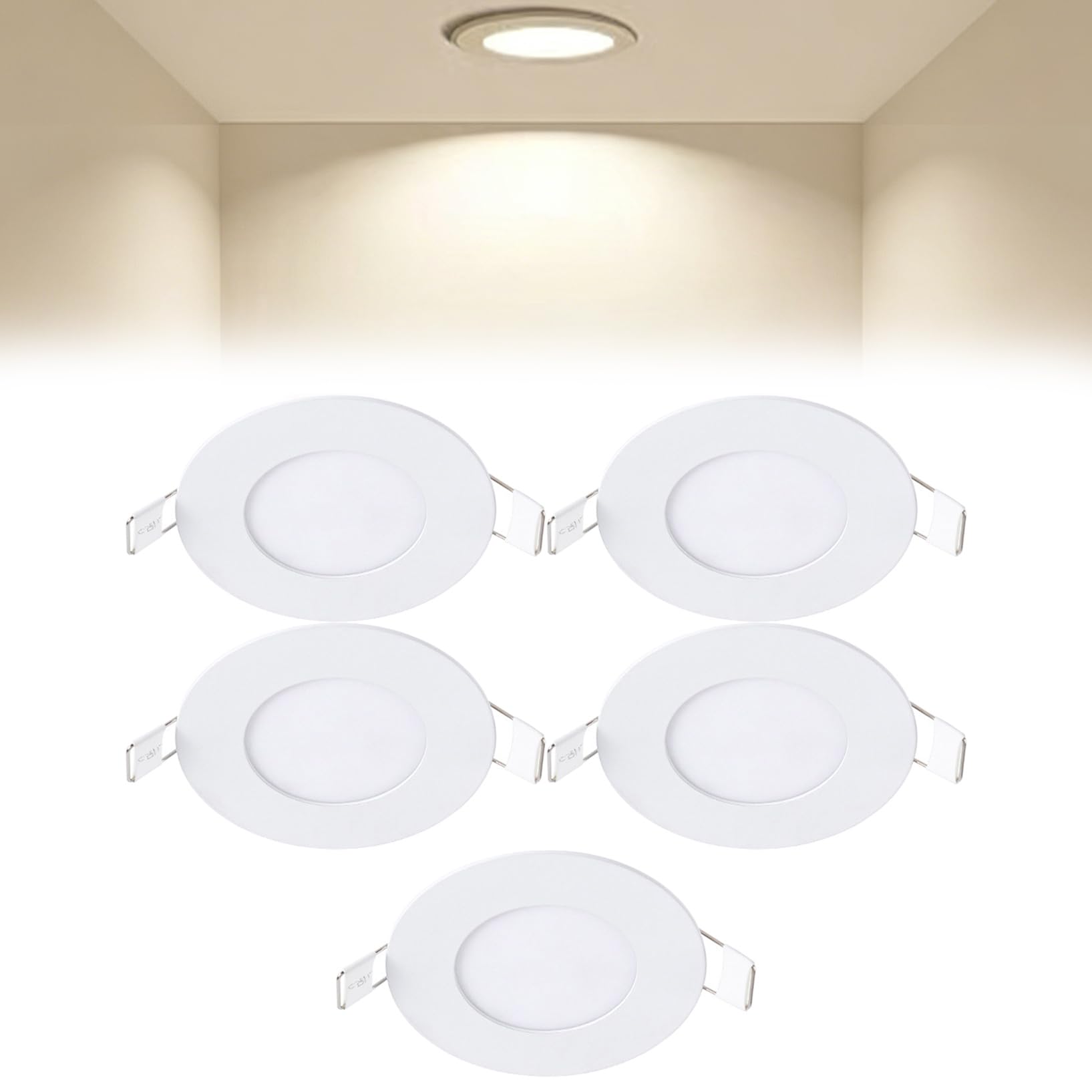 VOGHMOLD 3W Ultra Slim LED Downlight 3 inch, 4000K Recessed Ceiling Light, Cut Φ70-75mm, AC85-265V Flush Mount Spotlights Aluminum Round Panel Lights for Office Hallway, 5 Pack