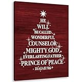 TLESKE Red Winter Christian Christmas Tree Wall Art Decor, Isaiah Bible Verse Scripture Canvas Wall Art Print for Home Bedroom Living Room, Religious Wall Artwork Picture, 11x14