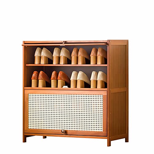 Iotxy Shoe Rack Organizer Cabinet - 5-Tier Bamboo Free Standing Shoe Storage Shelf With Flip-Up Doors, For Closet, Hallway, Bedroom, Entryway, Brown #TOP18