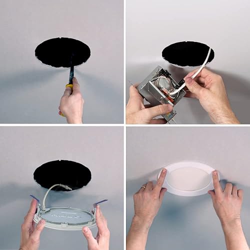 Miniatura 7 de HALO Luz LED empotrable de disco de techo y ducha de 4 pulgadas  Downlight ultrafino sin lata  2700 K3000 K3500 K4000 K5000 K seleccionable  Blanco