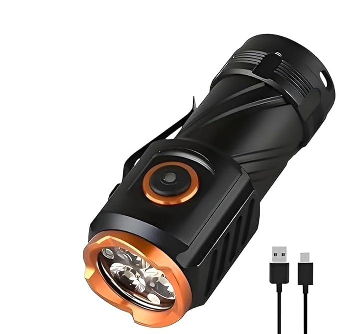 LED Flashlights Rechargeable High Lumens, 90000 Lumen Super Bright Zoomable with USB Cable, 7 Modes Powerful Handheld LED Flashlights for Home Emergencies Camping Camping (MIni Light)