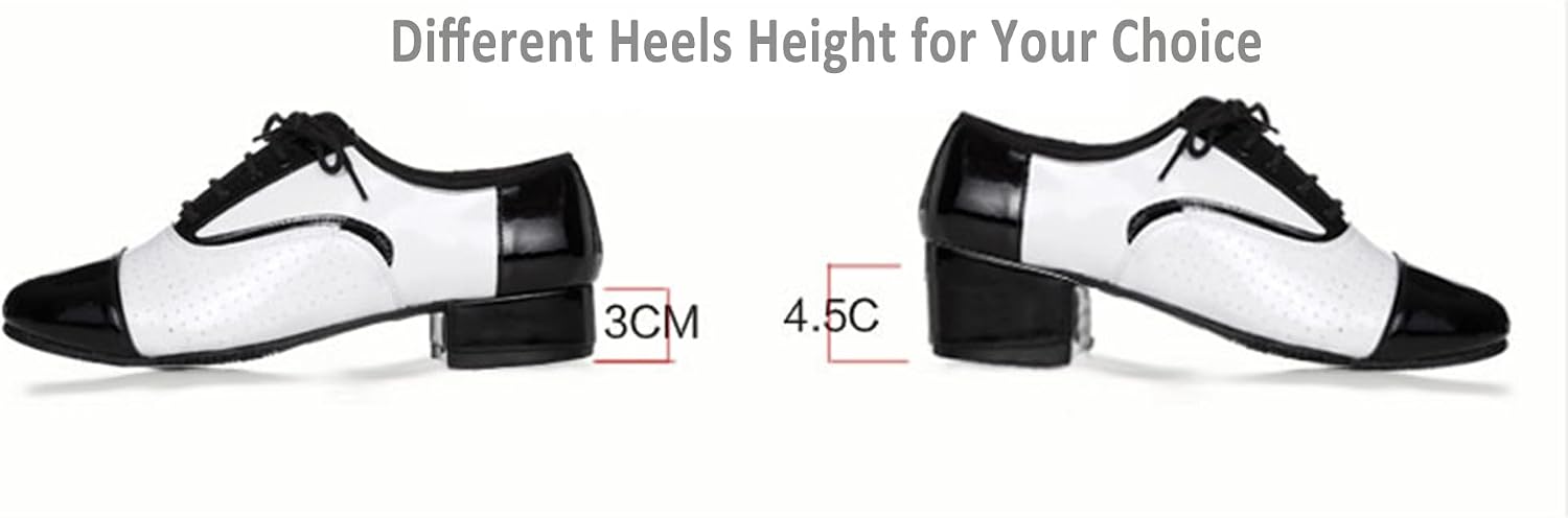 Men's Dance Shoes, Lace-Up Cowhide Leather Salsa Tango Waltz Ballroom Latin Dance Shoes for Outdoor
