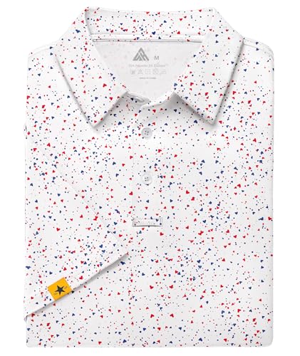 Image of ZITY Mens Golf Polo Shirts Short Sleeve UPF 50+ Performance Moisture Wicking Print Pattern Casual Collared Golf Shirt for Men