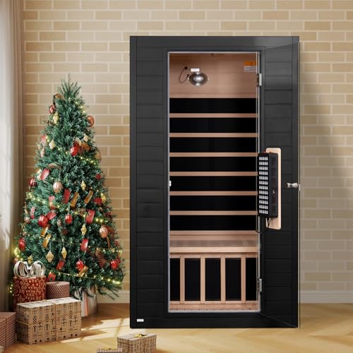 RESTISLAND Infrared Sauna with Red Light Therapy, 1-2 Person Full Spectrum Sauna for Home, Indoor Canadian Hemlock Wood Dry Saunas Room with Bluetooth Speakers, 7 Color Therapy Lights, Rapid Heating RESTISLAND Infrared Sauna with Red Light Therapy, 1-2 Person Full Spectrum Sauna for Home, Indoor Canadian Hemlock Wood Dry Saunas Room with Bluetooth Speakers, 7 Color Therapy Lights, Rapid Heating