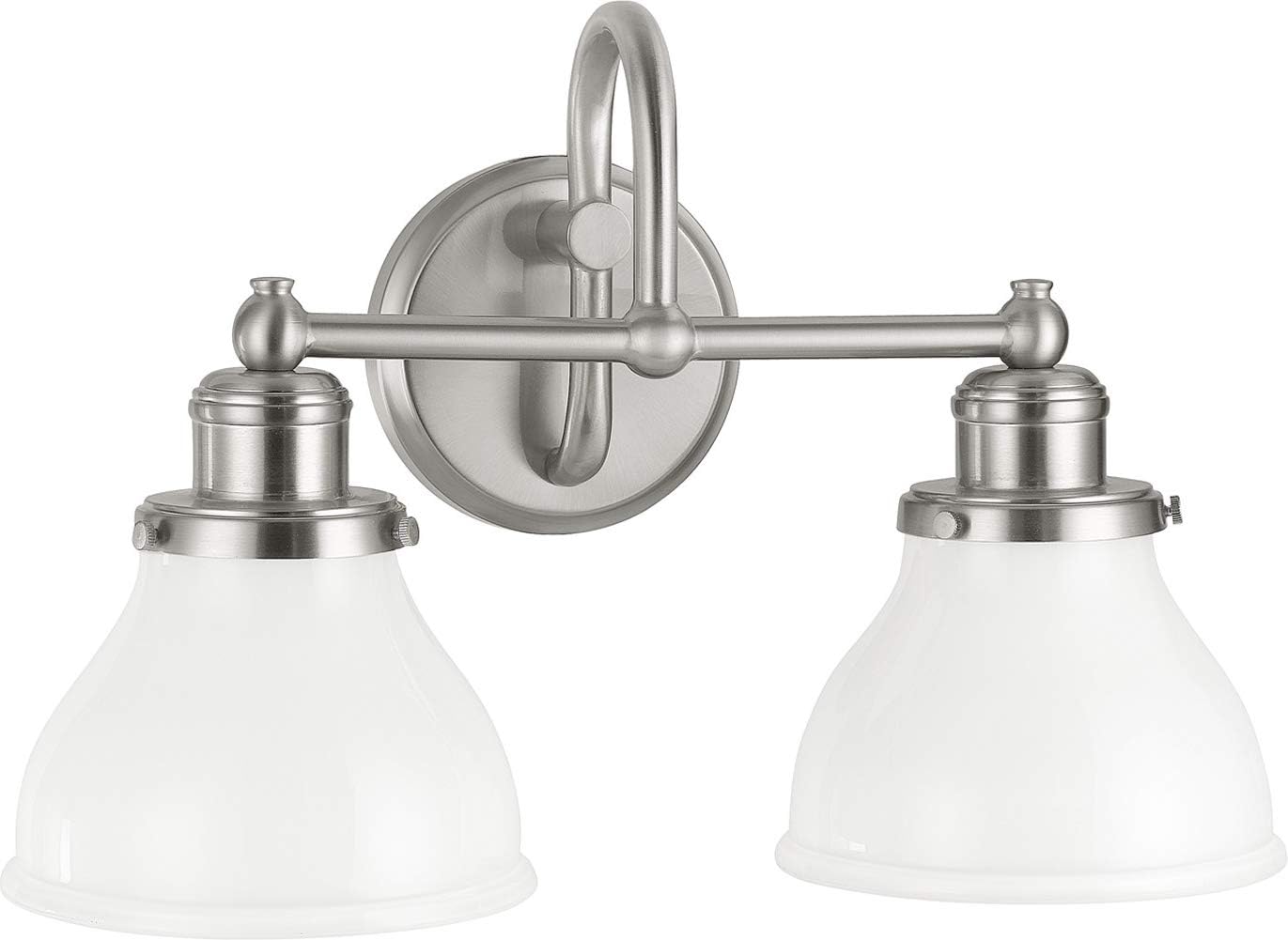 Capital Lighting 8302BN-128 Baxter Milk Glass Bath Vanity Wall Mount, 2-Light 200 Total Watts, 11" H x 16" W, Brushed Nickel