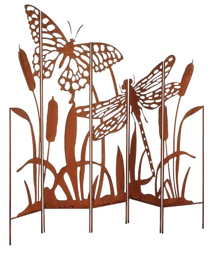 Kobolo Gartenstecker Schilf, 142x135 cm, Metall, braun in Rostoptik,...