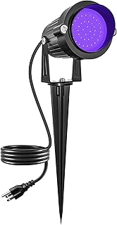 DOREIO Halloween Blacklight Spotlight Outdoor 15W LED Black Lights Waterproof Landscape Lighting with US Plug for Glow Dance Party,Stage Lighting,Body Paint,Fluorescent Poster, Neon Glow(1 Pack)