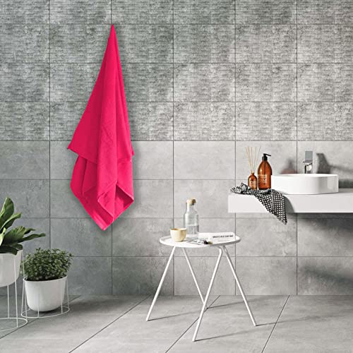 Elvana Home 8 Piece Towel Set 100% Ring Spun Cotton, 2 Bath Towels 27X54, 2 Hand Towels 16X28 And 4 Washcloths 13X13 - Ultra Soft Highly Absorbent Machine Washable Hotel Spa Quality - Hot Pink #TOP3