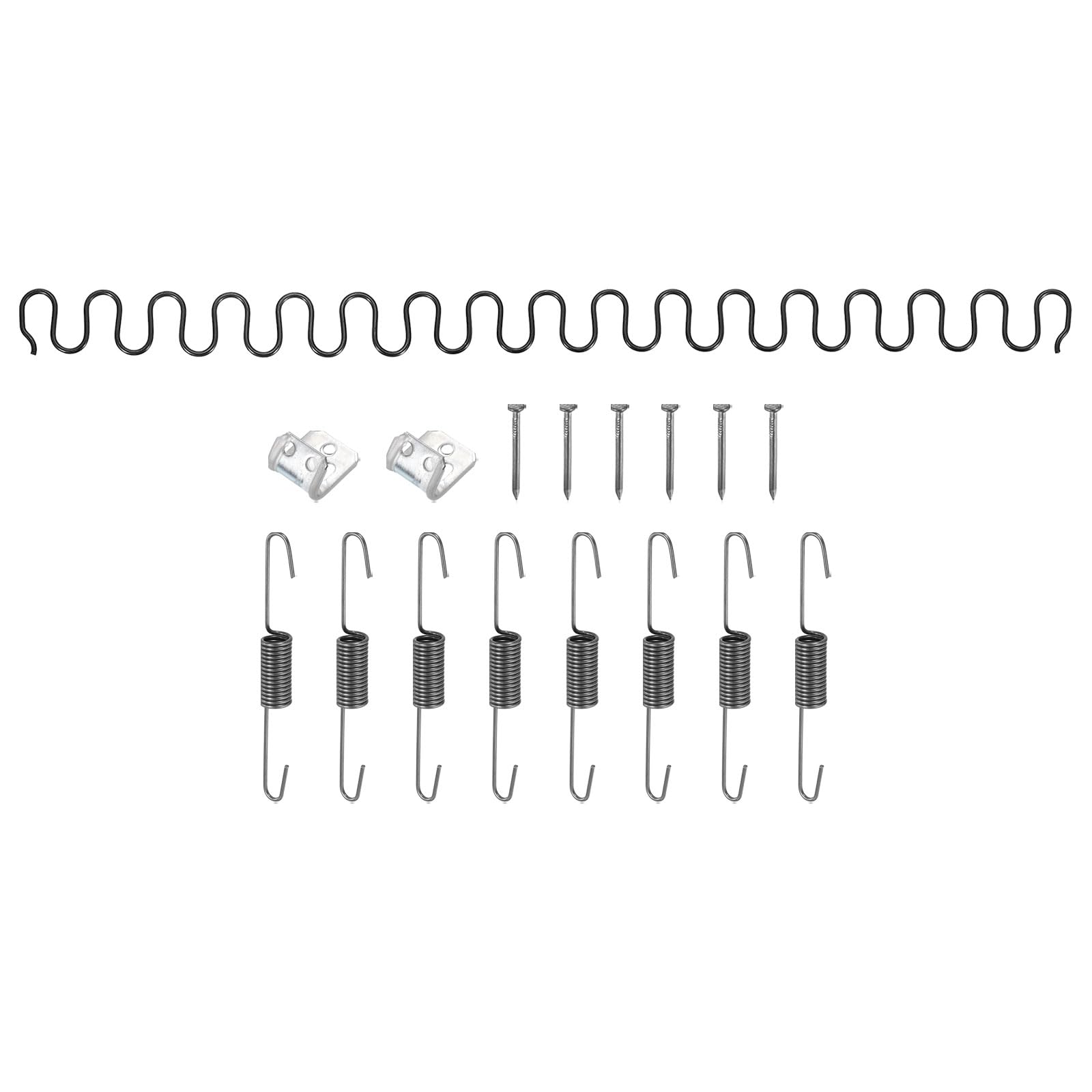 sourcing map 29.5" Upholstery Spring Replacement Kit, Carbon Steel Sagging Cushions Repair Kit Serpentine Spring with Balance Hooks, S Spring Clips, Screws for Sofa, Black