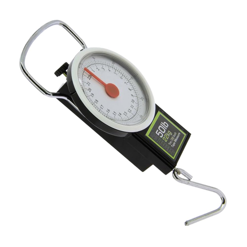 Set Waage mit Wiegenetz, Wiegegriff, Fish First Aid Spray, Hakenlöser Carp Scale inklusive Wiegesack Mechanische Fischwaage karpfenwaage analog Carp Fishing