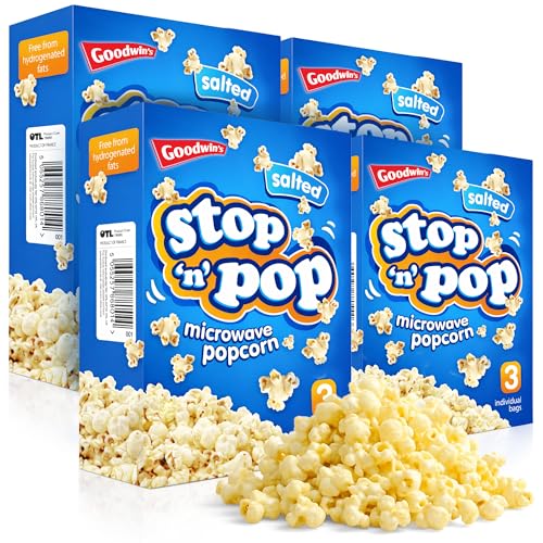 SOL 12pk x 85g Stop n Pop Microwave Popcorn Kernels Salted Popcorn Microwave Pop Corn Ready in Minutes Tasty Snack for Family Movie Nights Easy to Prepare Ideal for Sharing Fun Moments at Home