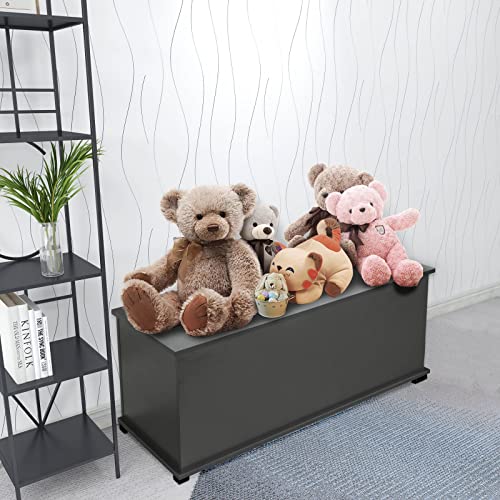 Lestar 40" Storage Chest Trunk, Large Storage Trunk, Wood Chest, Toy Box Organizer (Black) #TOP2