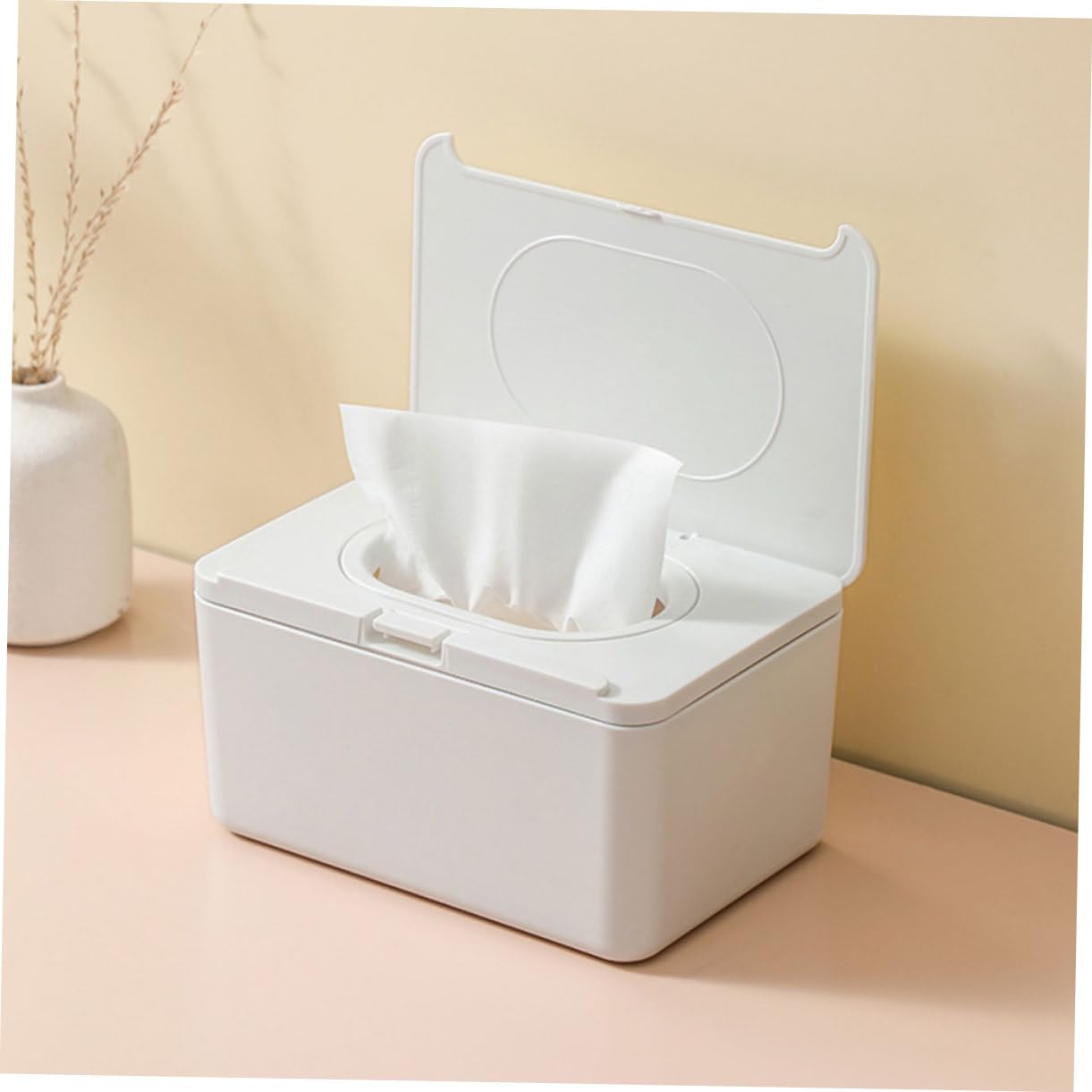 Mikikit Contenitore per Salviettine Umidificate per Ragazzo Ragazza in Plastica Bianca Coperchio, Riutilizzabile, 2 Pezzi, per Uso Domestico Viaggio