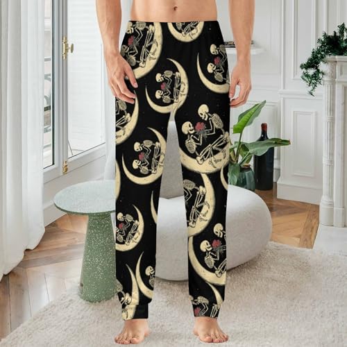 Skull Moon Rose Men's Pajamas Pants Lightweight Sleep Lounge Pant Pjs Bottoms Casual Sleepwear2