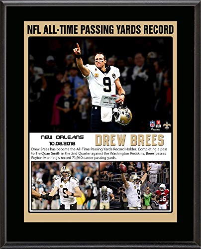 Drew Brees New Orleans Saints 10.5" x 13" NFL Passing Yards Record Sublimated Plaque - NFL Player Plaques and Collages Drew Brees New Orleans Saints 10.5" x 13" NFL Passing Yards Record Sublimated Plaque - NFL Player Plaques and Collages