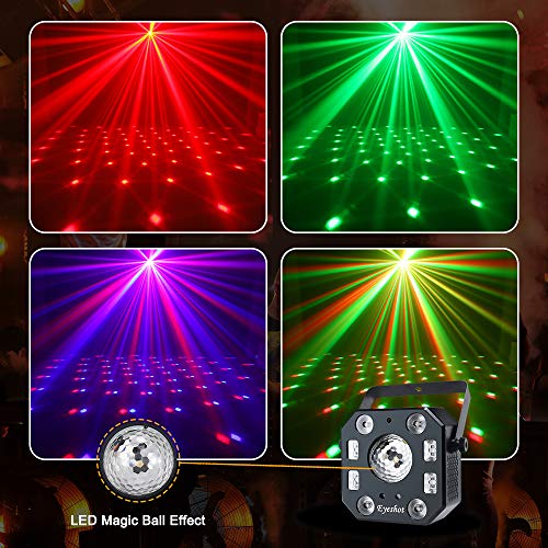 Disco Light Dj Lights, Eyeshot 5 In 1 Stage Light With Magic Ball, Led Par Light Pattern Strobe Light With Uv Effect, Remote And Dmx Control For Stage & Dj Lighting, Wedding Church Disco Party Lights #TOP2