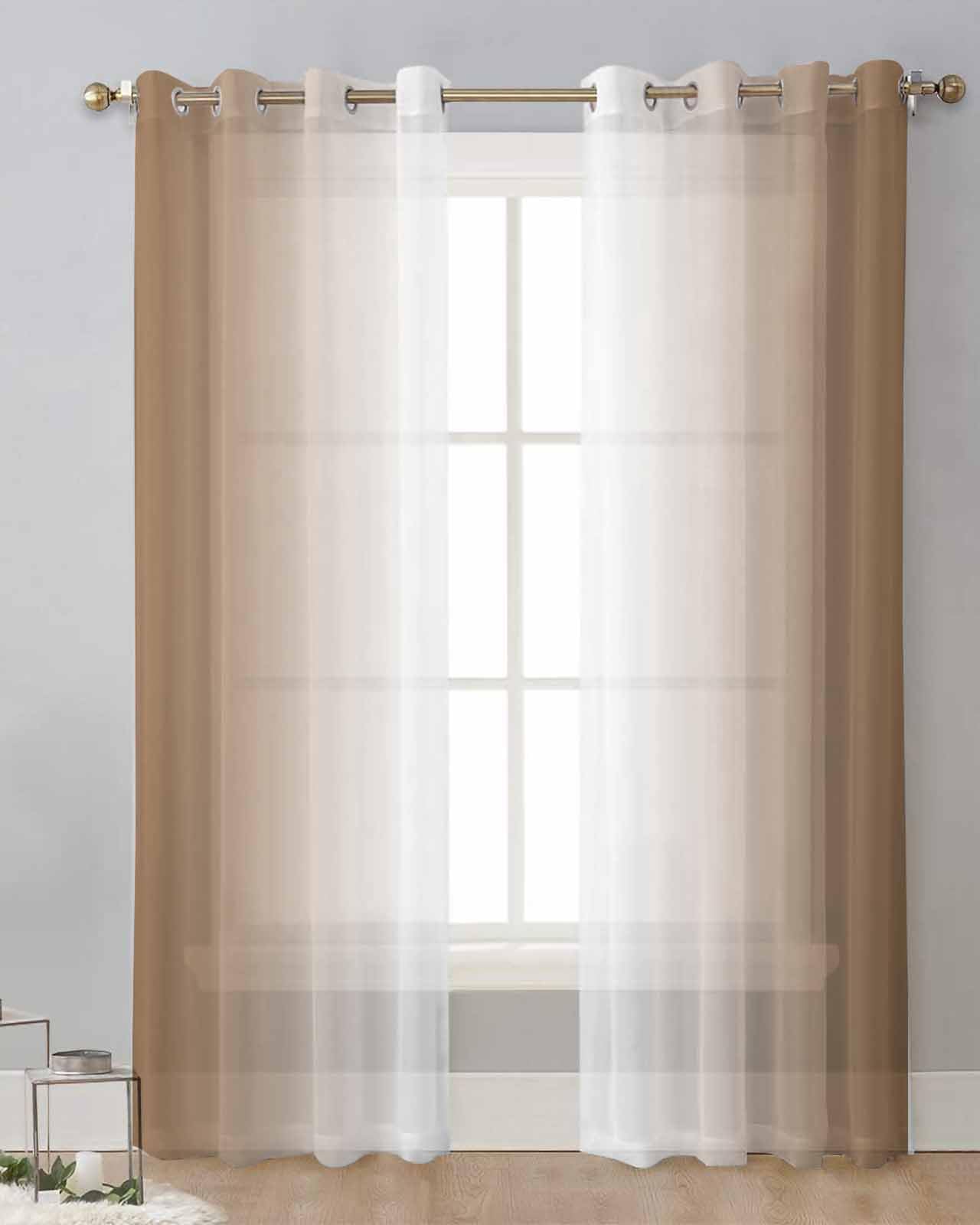 新品：MEDI GRADIENT SHEER SET TOP 2＊Ameri Amazon.com: Homechoid Brown and White Ombre Sheer Curtains 84