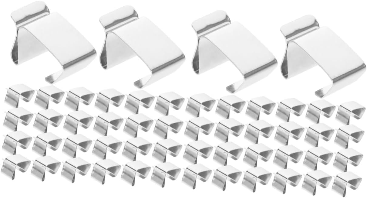2sets Christmas Light Clips Outdoor Light Hooks Stainless Steel Gutter Grid Hooks S-Shape Ornament Hangers 50pcs*2