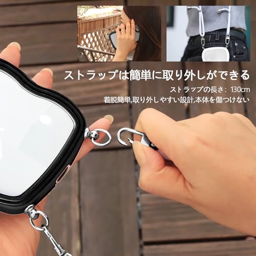 iPhone14 / iphone13 用 ケース ショルダー クリア カバー いPhone14 スマホケース 創意 個性 肩掛け 首掛け 斜めかけケース 可愛い かわいい 韓国 透明 TPU 薄型 耐衝撃 アイフォン14/13(ブラック)
