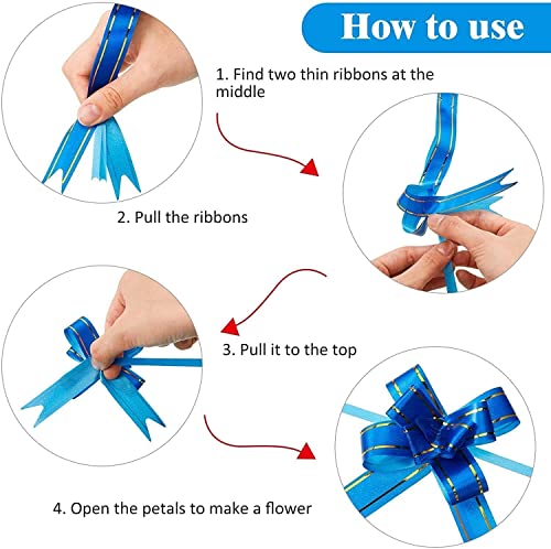 Image of ProKart Colorful 18Mm Pull Bow Striped Ribbon String with 30Cm Long Handmade Pull Flower Ribbon for Wrapping and Decoration Gift for Wedding 30Pc (Assorted Color), Multicolor