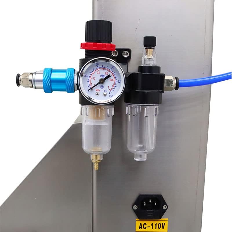 Miniatura 5 de HayWHNKN Máquina de llenado de pasta líquida neumática semiautomática de llenado de pistón horizontal con pie (1.0-10.1fl oz)