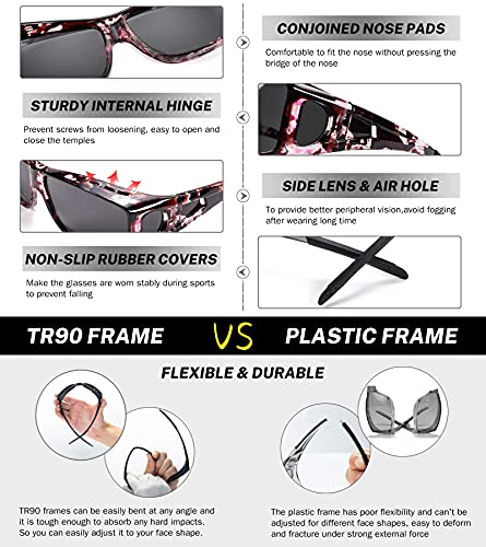NULOOQ Sunglasses Fit Over Glasses, Polarized Lens Wear Over Prescription Glasses, Wrap Around Sunglasses for Men Women4