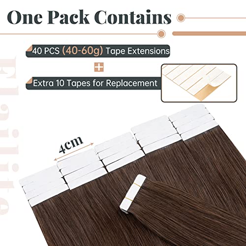 Elailite 40 Pcs Tape in Extensions Human Hair Thin Type 1.5g/pcs - Image 2
