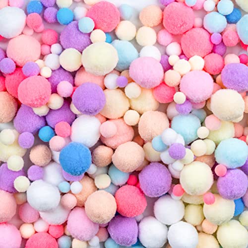 300+Pcs Pom Poms, Macaron Color Pom Pom, 3 Size Pom Pom Balls For Kids Arts And Craft Projects And Valentine's Day Decorations #TOP2