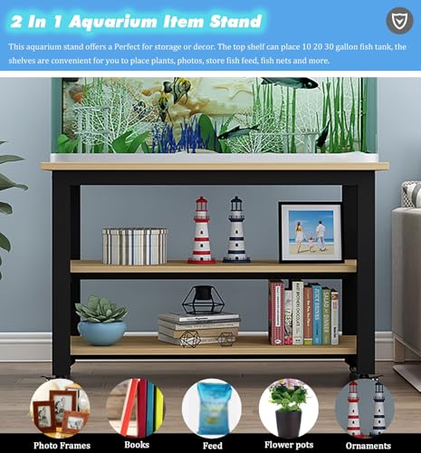 Mueble de acuario duradero con ruedas y varios niveles de almacenamiento para hogar 7