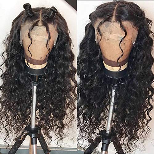 Curly Wigs Friya Lace Front Wigs Long Curly Wave Hair Heat Resistant Fiber Synthetic Wig Natural Hairline Glueless Black Loose Curly Wig With Baby Hair Wigs For Women 24 Inch