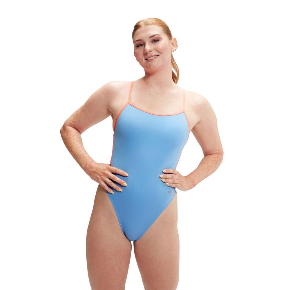 Speedo Traje de baño sólido con espalda en V para mujer