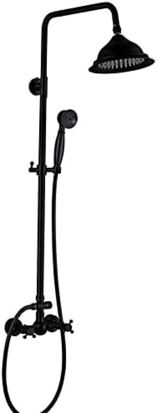 GLJTUO Shower system, Bathroom Rainfall Shower 8inch Mixer Faucet Dual Handle Brass Black Shower Set Faucet Wall Mount Rainfall Shower Mixer Tap Handshower,Shower Faucet B01,Sho,Shower Faucet A01