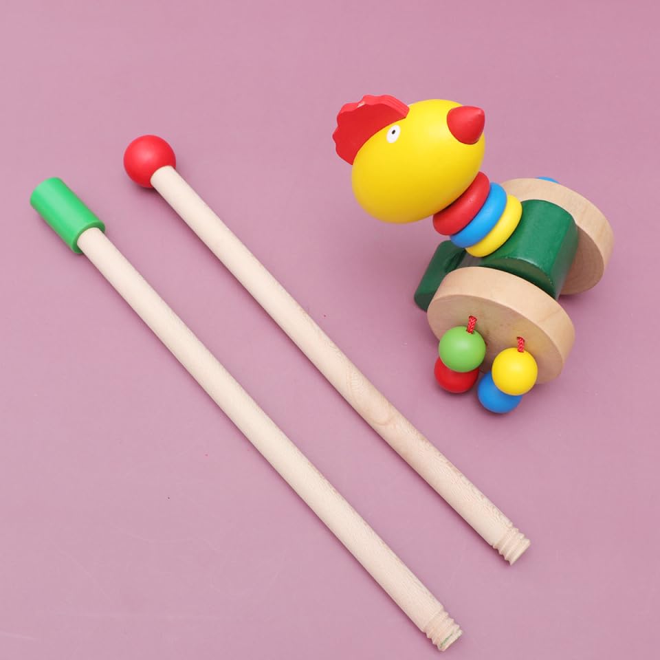 Vaguelly 2pcs Early Childhood Wooden Walker Step Cart Pushing Toy for Boys and Girls Babys Toys Trolley, Assorted Color - Image 2