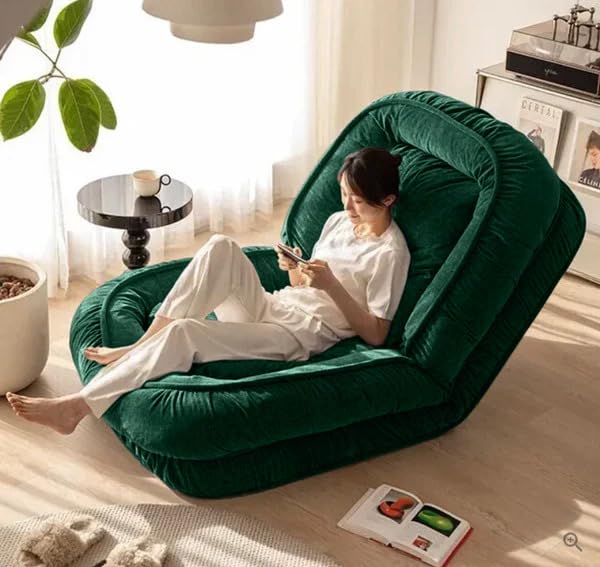 Image of 1 Seater Luxurious Human Dog Bed for People and Adults|Velvet Recliner Lounge Style Soft Human Dog Sofa with Plush Cushioning for Reading and Relaxation (Velvet Fabric, Dark Green)