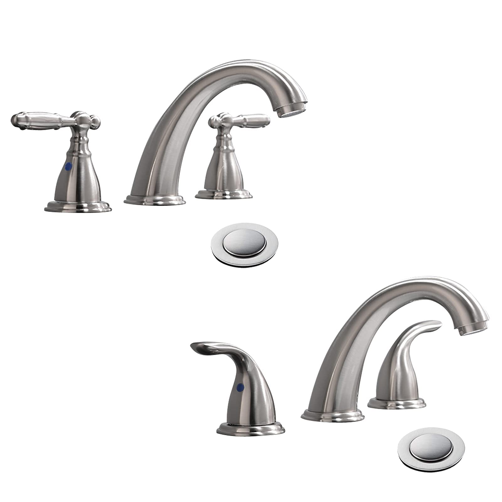 Sxithgkdw Solid Brass Brushed Nickel 2 Handles Widespread Bathroom Sink Faucet By, Brushed Nickel 2 Handles Widespread Bathroom Faucet With Stainless Steel Pop Up Drain