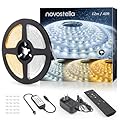 NOVOSTELLA 40ft Waterproof Tunable White LED Strip Lights, Dimmable Flexible Rope Light 3000K-6500K 24V Tape Light with Remote, Ribbon for Outdoor and Indoor Bedroom Home Mirror Kitchen Cabinet