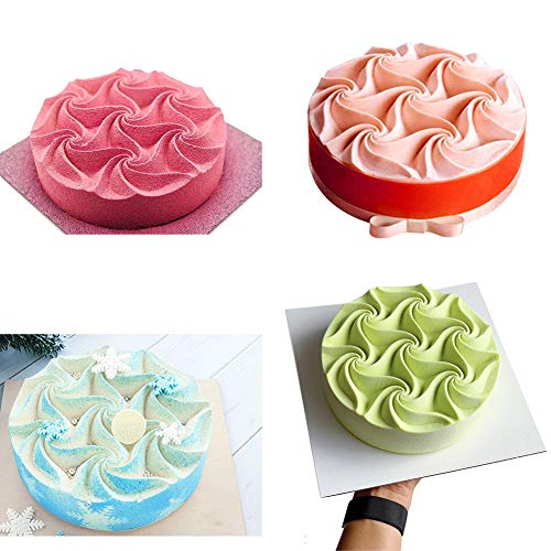 One Cavity Big Size Baking Silicone Mold for Jello, Mousse Cake, 3D Spiral Appearance Silicone Nonstick Cake Pan for Dessert Molds, Gelatin, Pastry Chocolate, Kitchen Baking and Freezing