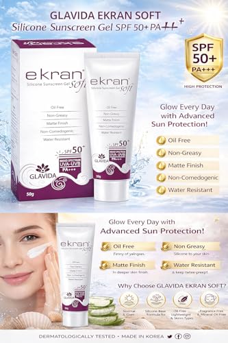 Image of Ekran Soft Silicone Sunscreen Gel, SPF 50+, Oil-Free, Non-Greasy, Matte Finish, Water Resistant, 50g