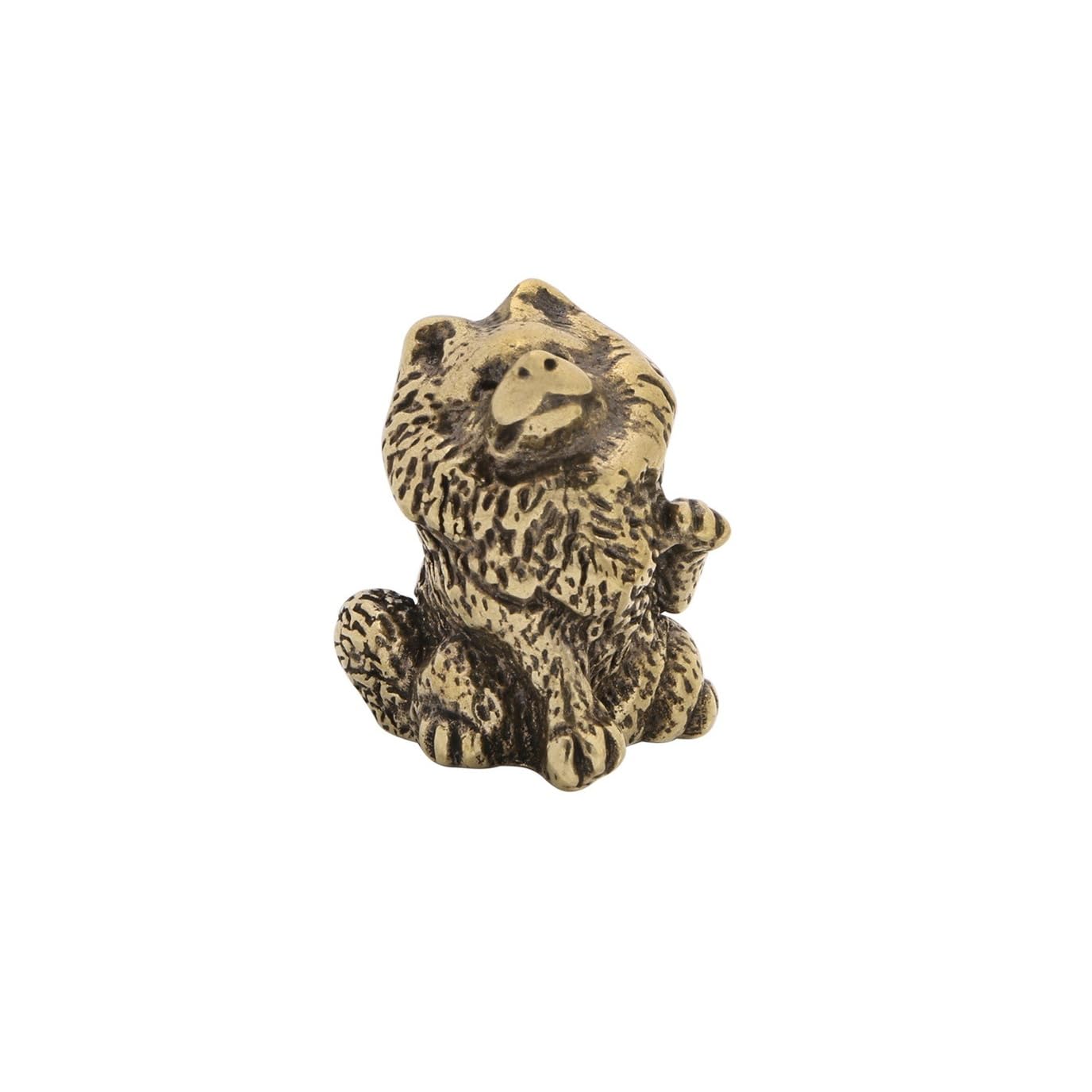 NGDFGR Solid Brass Samoyed Dog Figurine – Metal Realistic Sitting Puppy Miniature Statue For Desk, Shelf Or Pet Memorial Gift,Shaking Paw