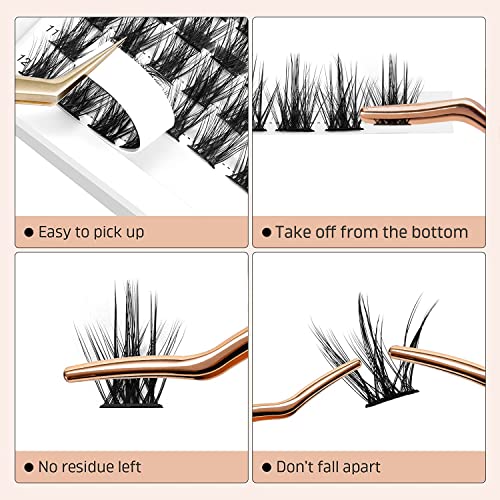 Lash Clusters DIY Eyelash Extensions 72 Pcs Cluster Eyelash Extensions 10mm Cluster Lashes D Curl Thin Stem Eyelashes Clusters Reusable Makeup for Self-application (Sparkle D 10mm) - Image 4