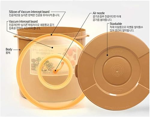 Miniatura 2 de Contenedor de fermentación probiótica premium Kimchi con tapa interior de vacío redondo (11.8 gal 45L)