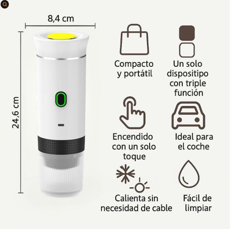 Tragbare 3-in-1-Kapselmaschine, kompatibel mit Nespresso Dolce Gusto und gemahlenem Kaffee, tragbar, mehrere Kapseln, klein, Weiß – Bild 6