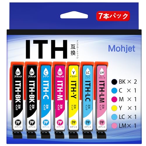 【Mohjet】 ITH-6CL 6色パック+ ITH-BK (計7本) エプソ