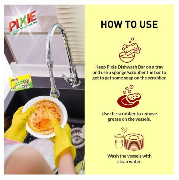 Pixie Dishwash Bar(300 g) (Pack of 5) 3