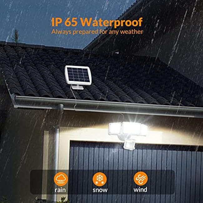 LEPOWER Solar Security Lights LED Flood Solar Light White Light