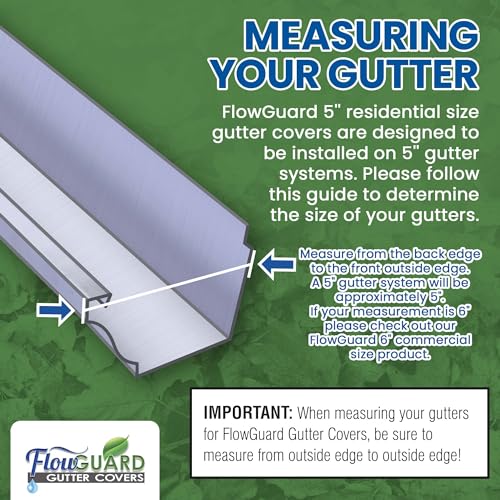 Image of FlowGuard Gutter Guard, USA Made Professional DIY 5 Inch 50-Year Gutter Cover Leaf Protection System - White - Aluminum - 102 Feet - by FlexxPoint
