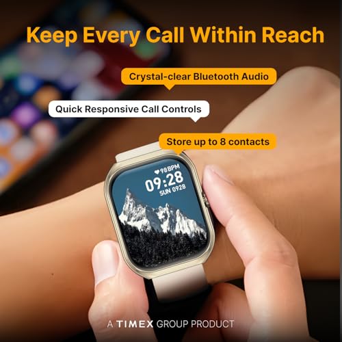 Image of TIMEX Smart Progen 1.95 inch (4.95 cm) Curved AMOLED Display with Functional Crown and BT Calling Smartwatch for Unisex - TWTXW801T, Beige