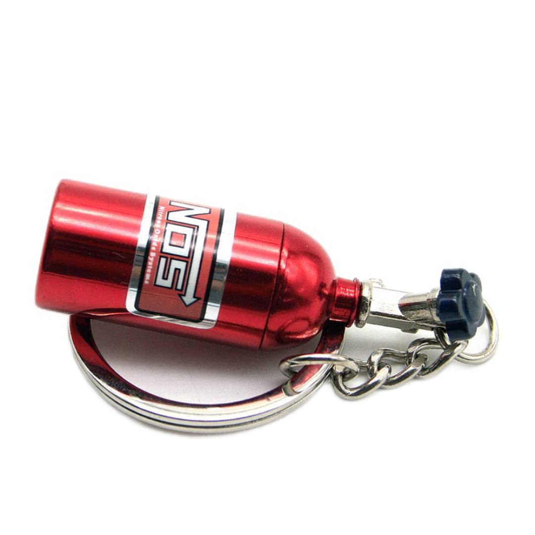 Creative Stylish NOS Mini Nitrous Tank Key Chain Keychain Accessories Men Fashion Turbo Keychain Nos Gas Car Keychain Decoration Gift Red