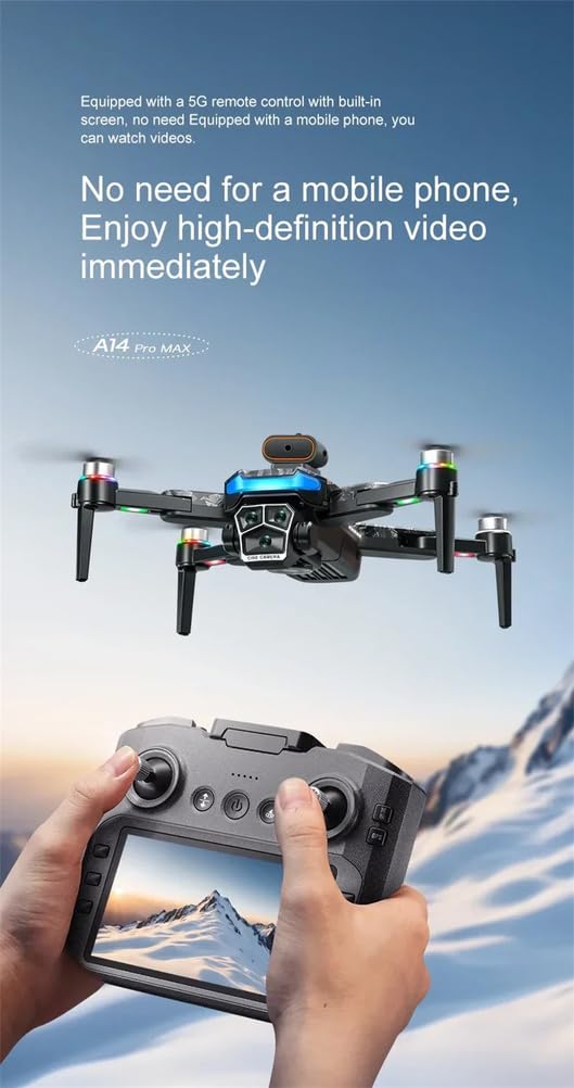 UAV A14 ProMax Drone 8K HD Fotocamera quadricottero con Schermo Telecomando 5G WiFi Fotografia Aerea Senza spazzole RC Dron